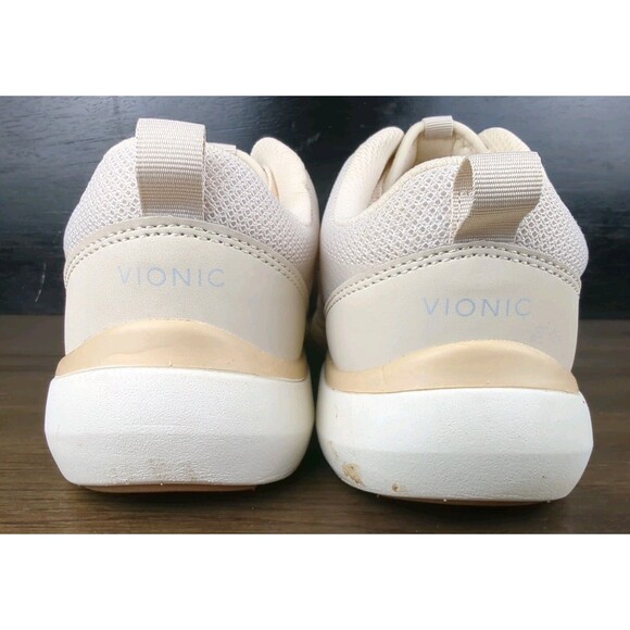 Vionic Shoes 8 Leyo Sneakers Cream Reflective Walking Casual Lightweight - Picture 3 of 12